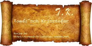 Tomásch Krisztofer névjegykártya